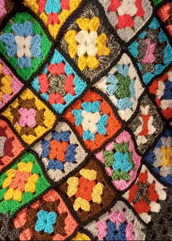 Çok Renkli Desenli Örgü Battaniye - Görsel 5