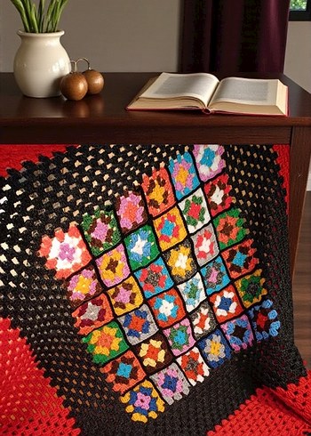 Çok Renkli Desenli Örgü Battaniye - Görsel 2