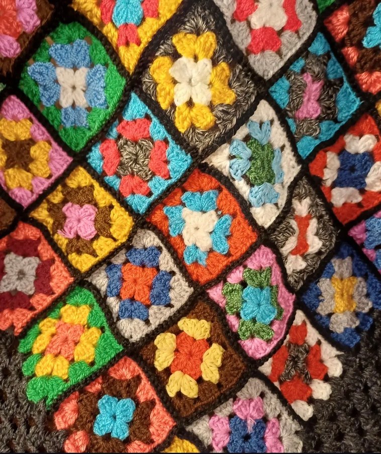 Çok Renkli Desenli Örgü Battaniye - Görsel 5