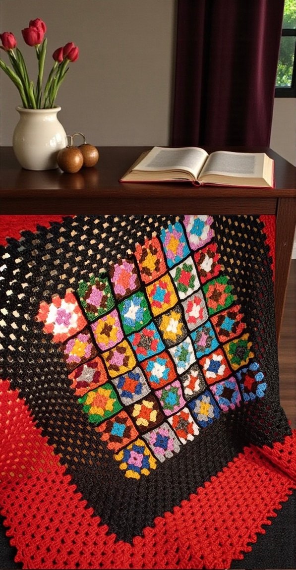 Çok Renkli Desenli Örgü Battaniye - Görsel 2