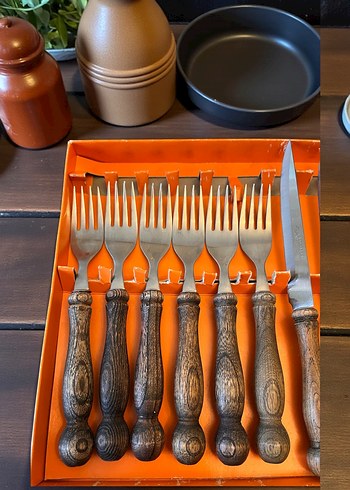 Ahşap Saplı Çatal ve Bıçak Seti - Görsel 2