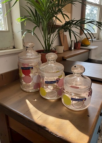 Luminarc 3'lü Desenli Cam Saklama Kavanozu - Görsel 2