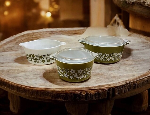 Beden çeşitli Renk VİNTAGE PYREX 3 LÜ TENCERE TAKIMI