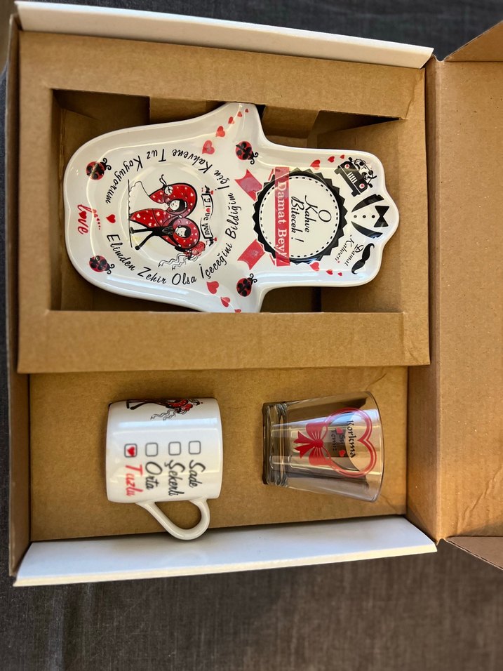 Beyaz Tuzlu Kahve Fincanı ve Su Bardağı Seti - Görsel 4