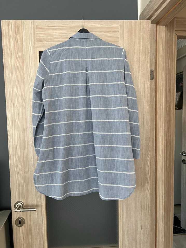 Gri Çizgili Uzun Kollu Gömlek - Görsel 2