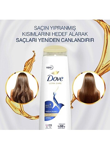 Beden Dove ultra care 400 ml şampuan ve 200 ml saç bakım kremi yıpranm