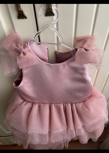 Kız Çocuk Pembe Fırfırlı Doğum günü elbisesi - Görsel 3