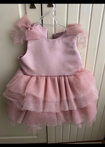 Kız Çocuk Pembe Fırfırlı Doğum günü elbisesi - Görsel 4
