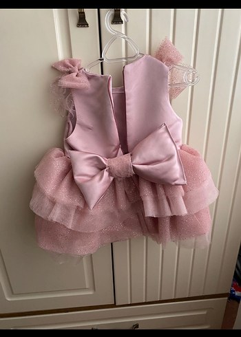 Kız Çocuk Pembe Fırfırlı Doğum günü elbisesi - Görsel 2