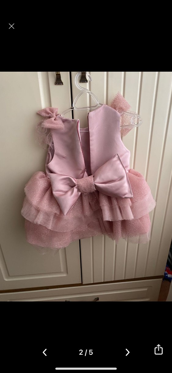 Kız Çocuk Pembe Fırfırlı Doğum günü elbisesi - Görsel 2