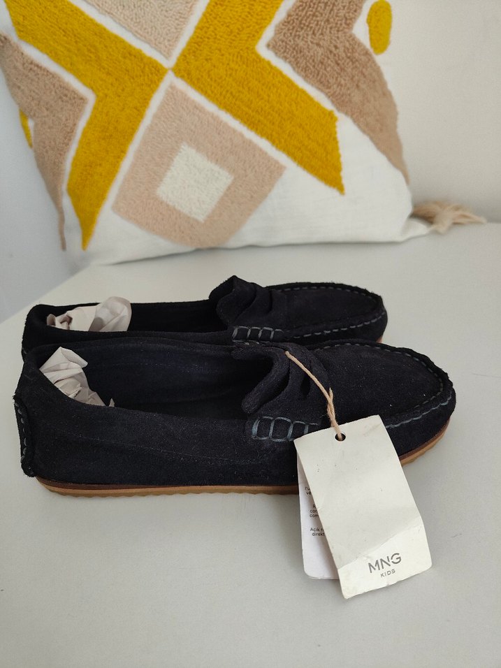 Orijinal Mango Erkek Çocuk Lacivert Süet Loafer - Görsel 4