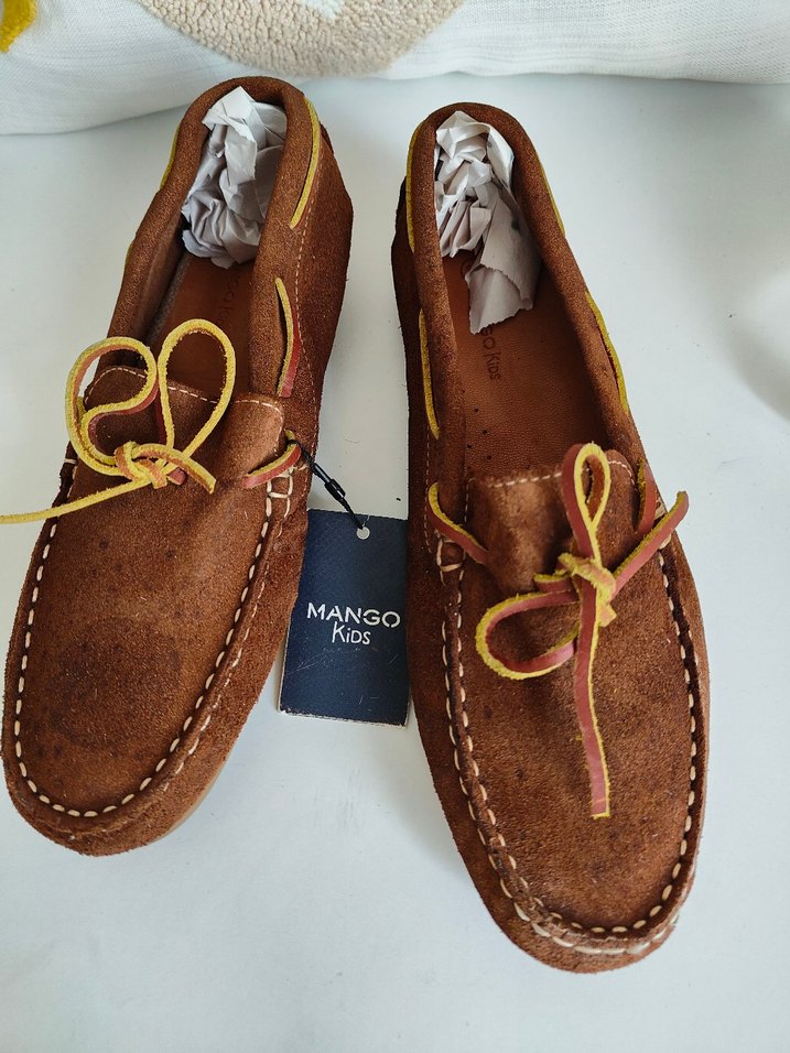 Orijinal Mango Kahverengi Süet Erkek Çocuk Loafer - Görsel 2