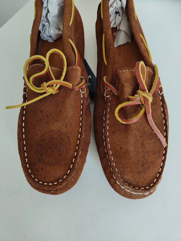 Orijinal Mango Kahverengi Süet Erkek Çocuk Loafer - Görsel 4