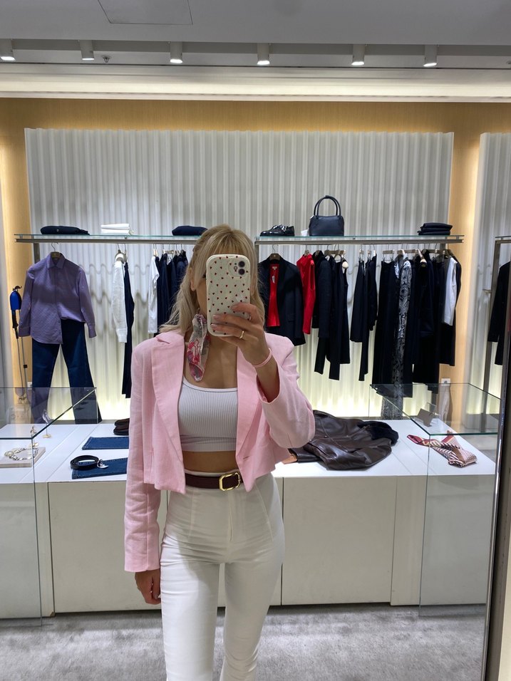 Pembe Mini Kadın Blazer Ceket - Görsel 3