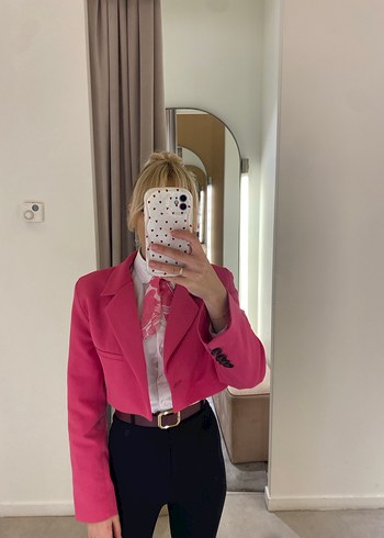 Düğmeli Pembe Kadın Blazer Ceket