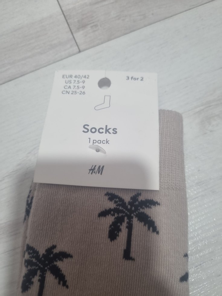 Bej Kısa Erkek Çoraplar Siyah Palmiye Desenli - Görsel 4