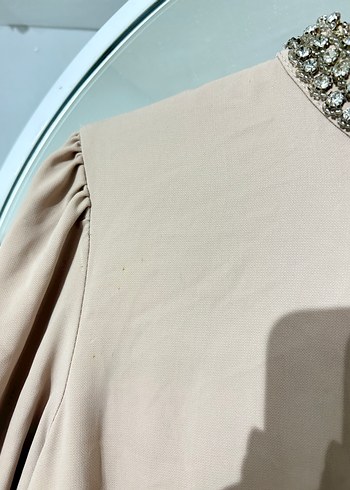 Bej Uzun Kollu Salaş Kadın Elbise - Görsel 5