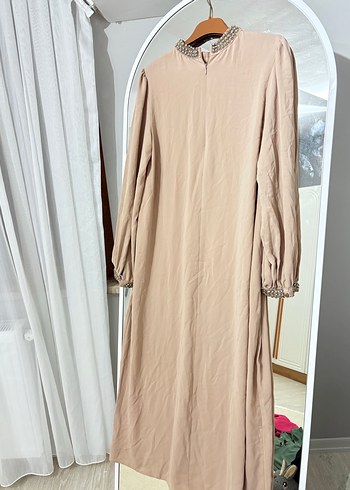 Bej Uzun Kollu Salaş Kadın Elbise - Görsel 6
