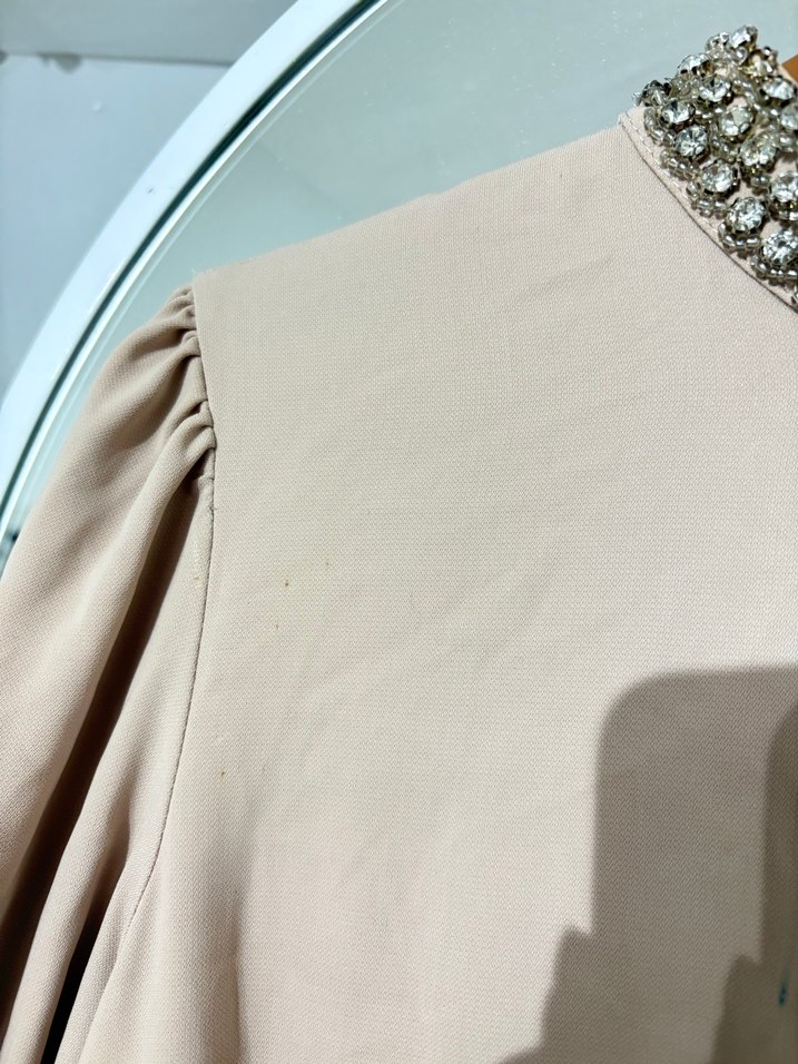 Bej Uzun Kollu Salaş Kadın Elbise - Görsel 5