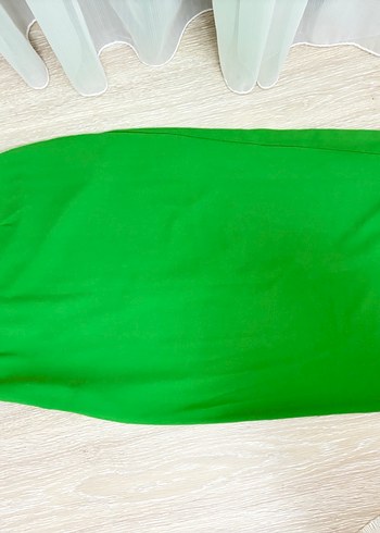 Yeşil Drapeli Midi Kadın Etek - Görsel 2
