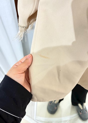 Bej Uzun Kollu Kadın Blazer Ceket - Görsel 5