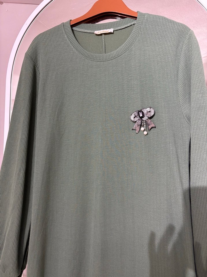 Yeşil Uzun Kollu triko Elbise - Görsel 3