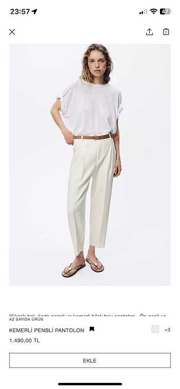Zara kemerli pensli pantolon