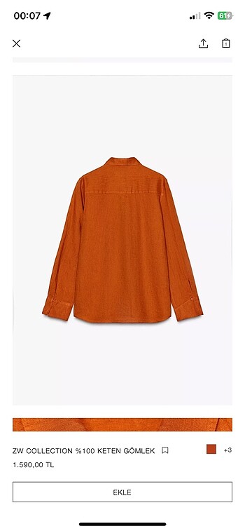 Zara Zara zw collection Keten gömlek