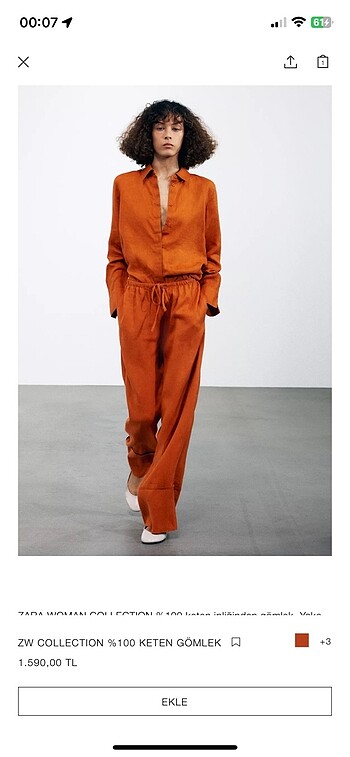 m Beden Zara zw collection Keten gömlek