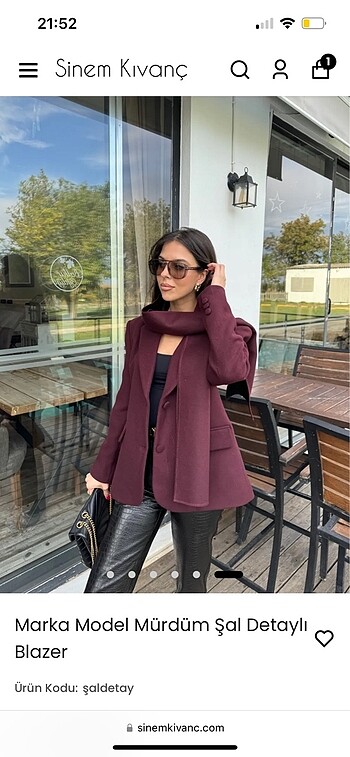 s Beden bordo Renk şal detaylı kaşe blazer
