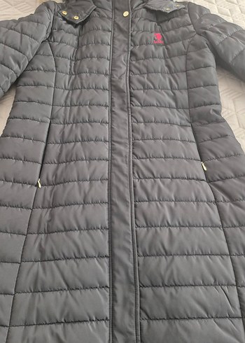 Siyah Uzun Kadın Kaban, Fermuarlı, Kapüşonlu - Görsel 3