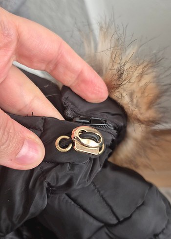 Siyah Uzun Kadın Kaban, Fermuarlı, Kapüşonlu - Görsel 6