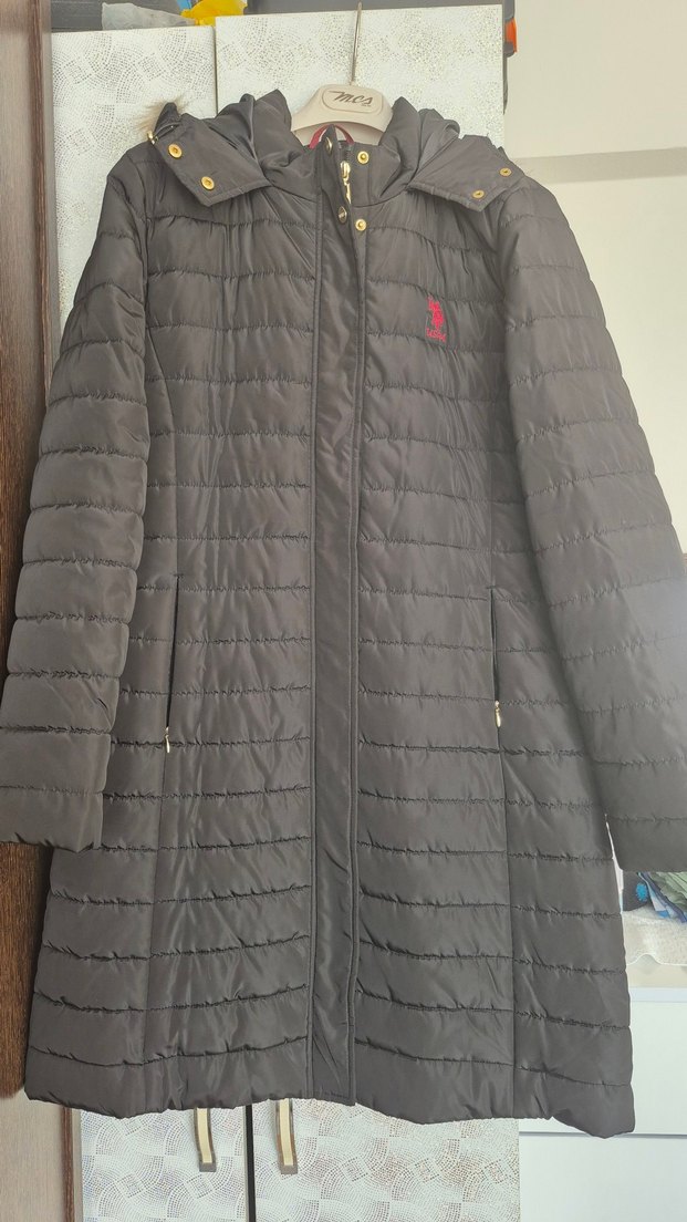 Siyah Uzun Kadın Kaban, Fermuarlı, Kapüşonlu - Görsel 4