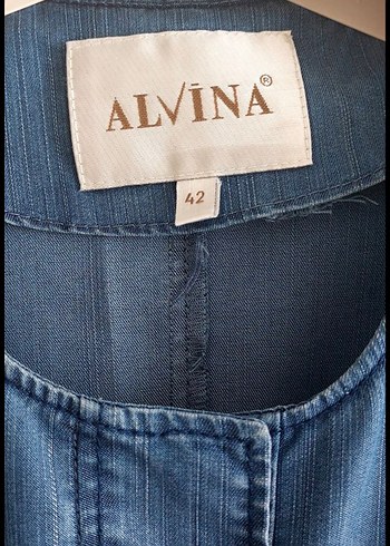 Kadın Mavi Uzun Kot Ceket Kemerli - Görsel 3