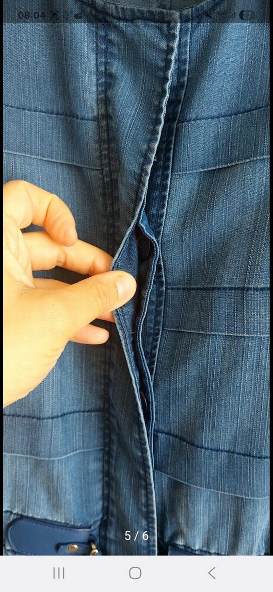 Kadın Mavi Uzun Kot Ceket Kemerli - Görsel 4