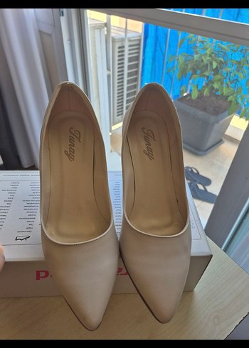 Bej Stiletto Kadın Topuklu Ayakkabı - Görsel 5