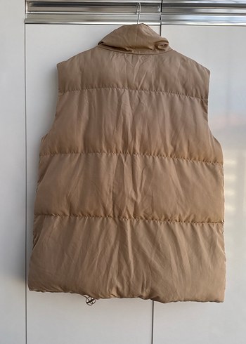 Bej Yüksek Yakalı fermuarlı Kadın Yelek - Görsel 5