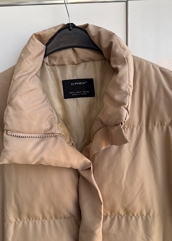 Bej Yüksek Yakalı fermuarlı Kadın Yelek - Görsel 2