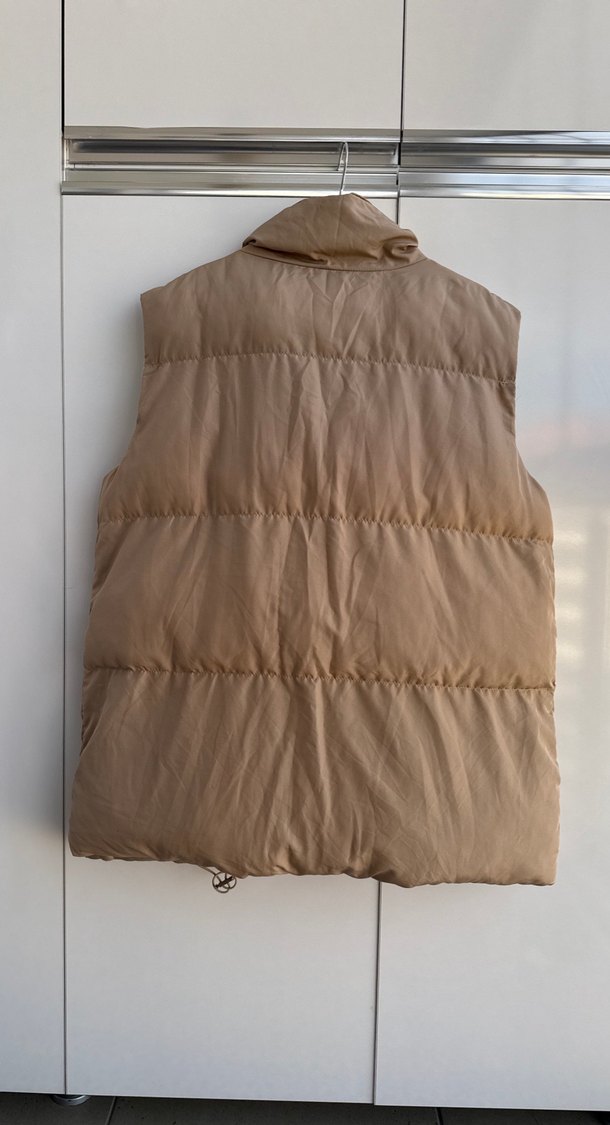 Bej Yüksek Yakalı fermuarlı Kadın Yelek - Görsel 5