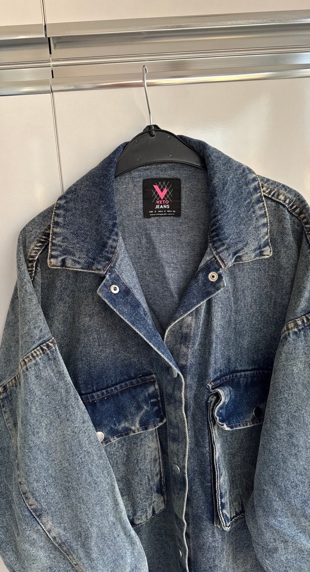 Gri Mavi Düğmeli Kadın Denim Ceket - Görsel 5