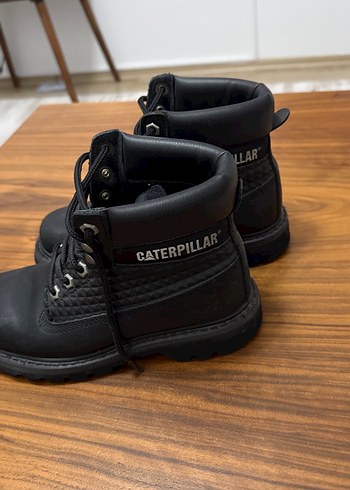 CAT Siyah Deri Kadın Goth Dolgu Topuk Bot - Görsel 5