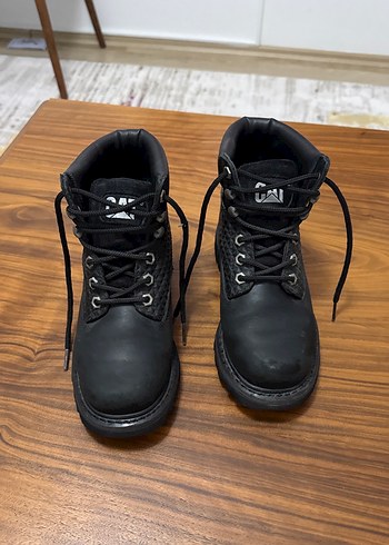 CAT Siyah Deri Kadın Goth Dolgu Topuk Bot - Görsel 2