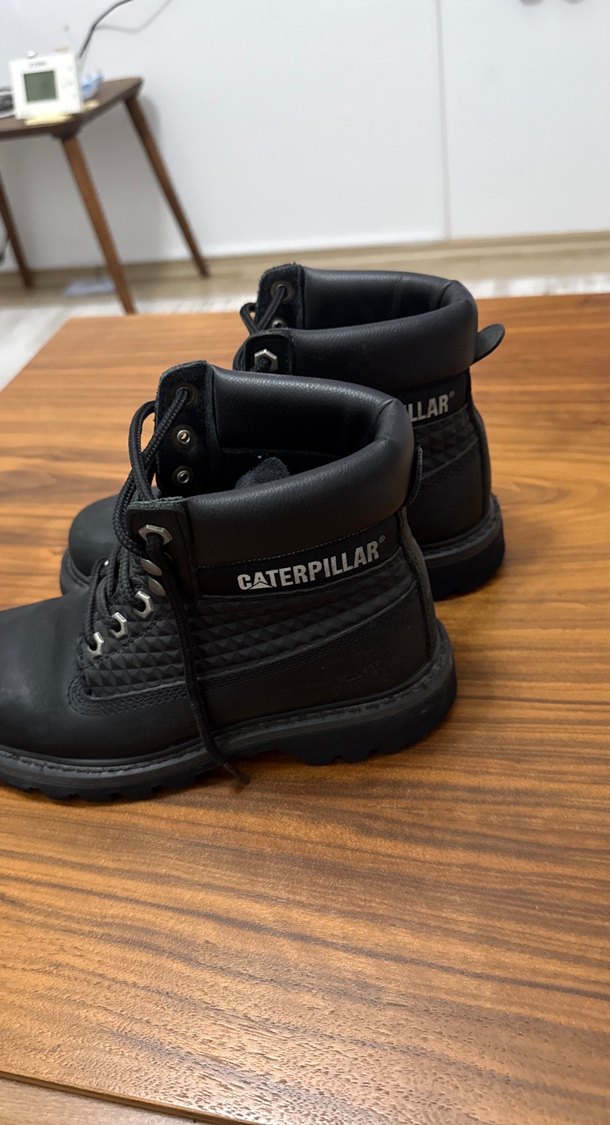 CAT Siyah Deri Kadın Goth Dolgu Topuk Bot - Görsel 5