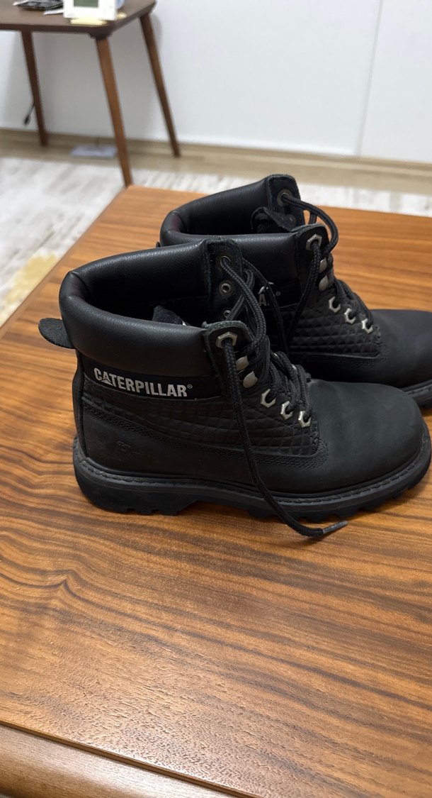 CAT Siyah Deri Kadın Goth Dolgu Topuk Bot - Görsel 3