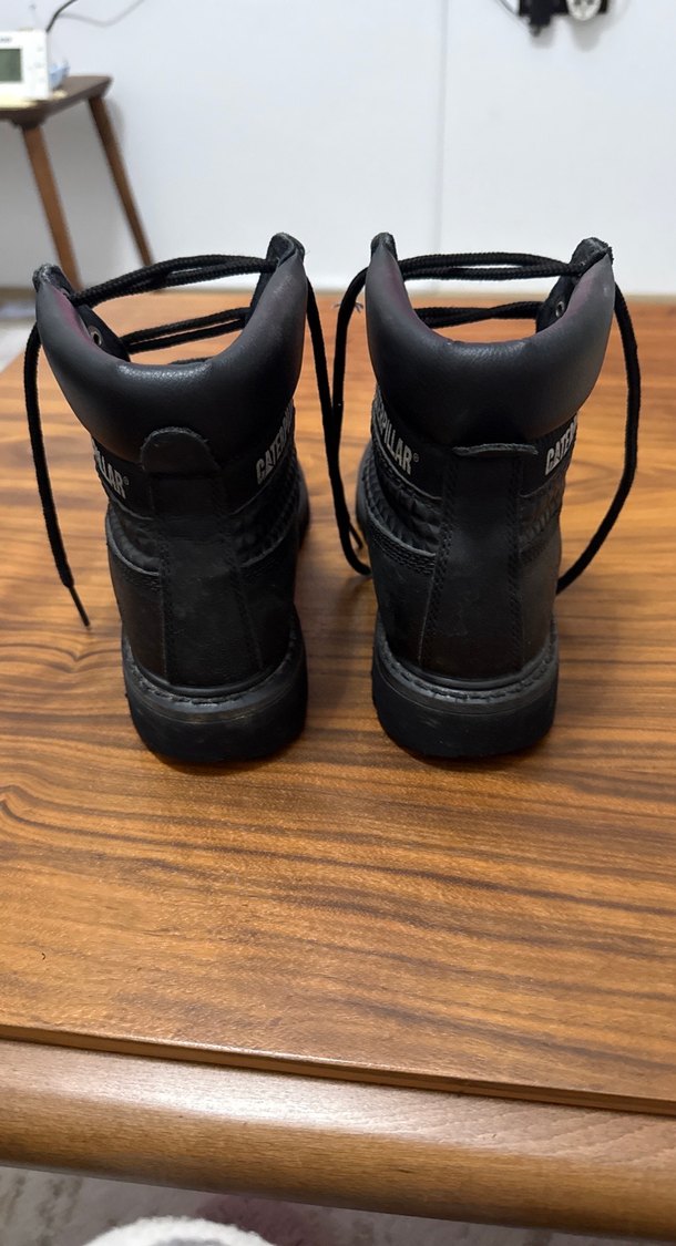 CAT Siyah Deri Kadın Goth Dolgu Topuk Bot - Görsel 4