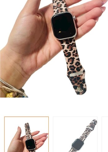 Kahverengi Leopar Desenli Akıllı Saat Kayışı