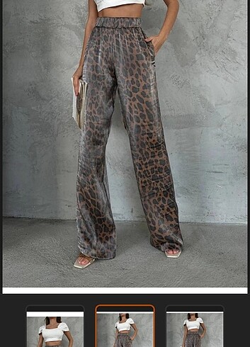 Leopar desen saten pantolon 