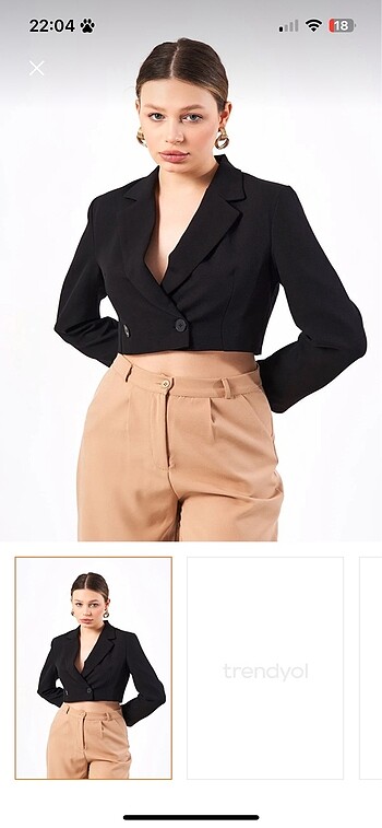 Sıyah crop blazer ceket
