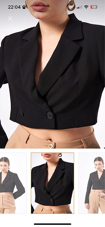 Quzu Sıyah crop blazer ceket