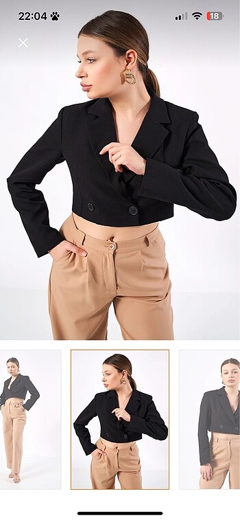 m Beden Sıyah crop blazer ceket